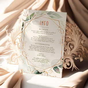 Wedding Insert INFO and Details Gold & Green Invitation