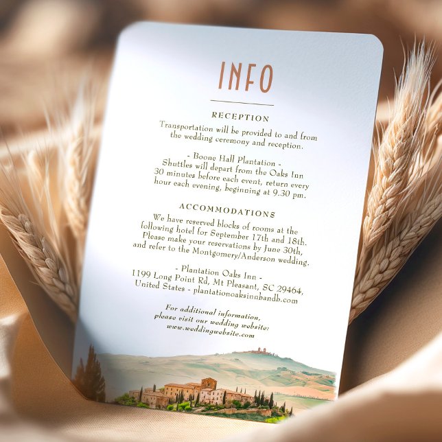 Wedding Insert INFO and Details Tuscany Invitation (Creator Uploaded)