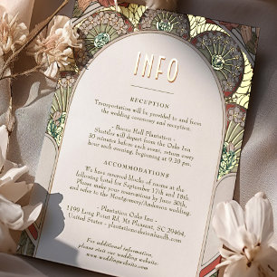 Wedding Insert INFO Vintage Art Nouveau by Mucha Foil Holiday Postcard