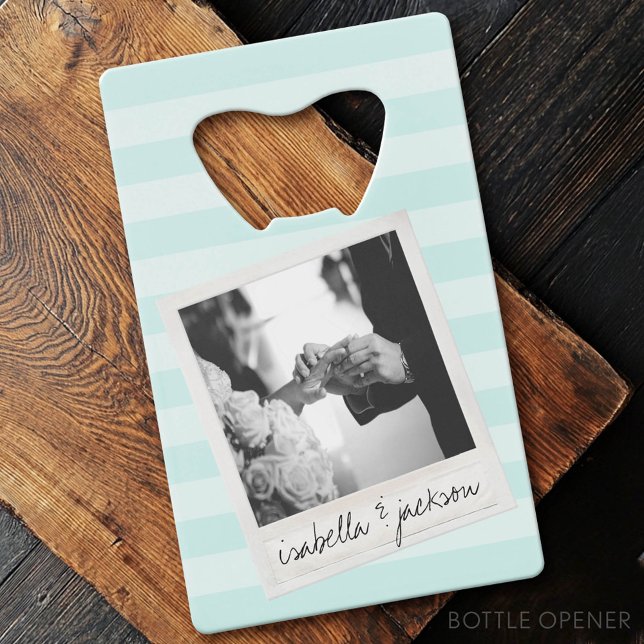Wedding Instagram Photo Retro frame Custom Text (Custom Bottle Opener - Card Style)