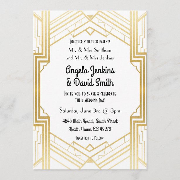 Art Deco Wedding Invitations & Announcements Zazzle UK