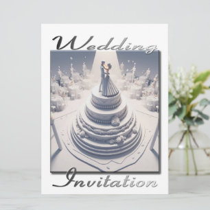 Wedding Invitation 3D Couple dancing on their cake