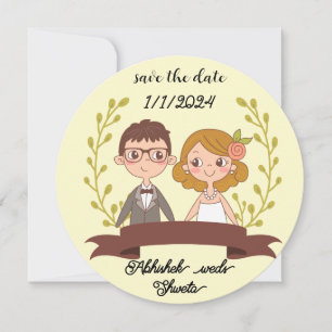 wedding invitation a caricature couple portrait