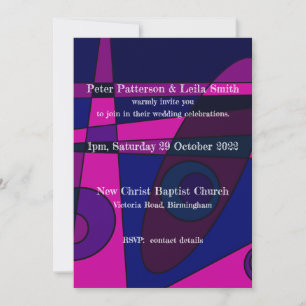 Wedding Invitation Abstract Hot Pink Purple