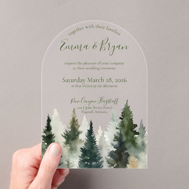 Wedding Invitation | Acrylic | Forest Pines  (Insitu (Handheld))