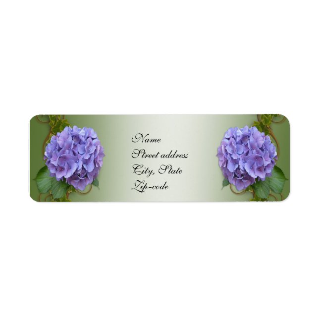 Wedding invitation address Labels hydrangeas (Front)
