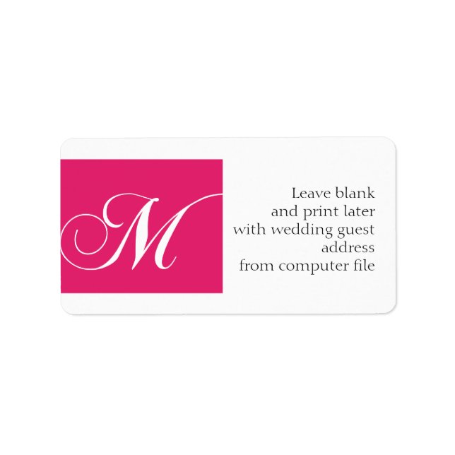 Wedding Invitation Address Labels Pink Monogram M (Front)