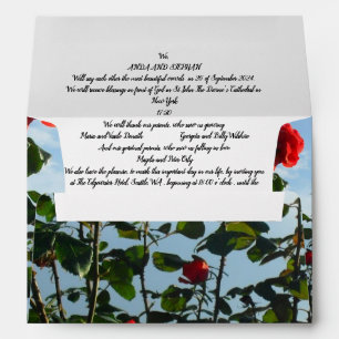 Wedding Invitation All In One Envelope Red Roses