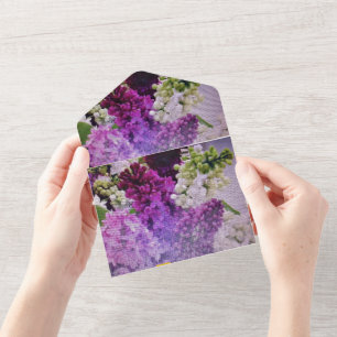 wedding invitation all in one lilac white violet