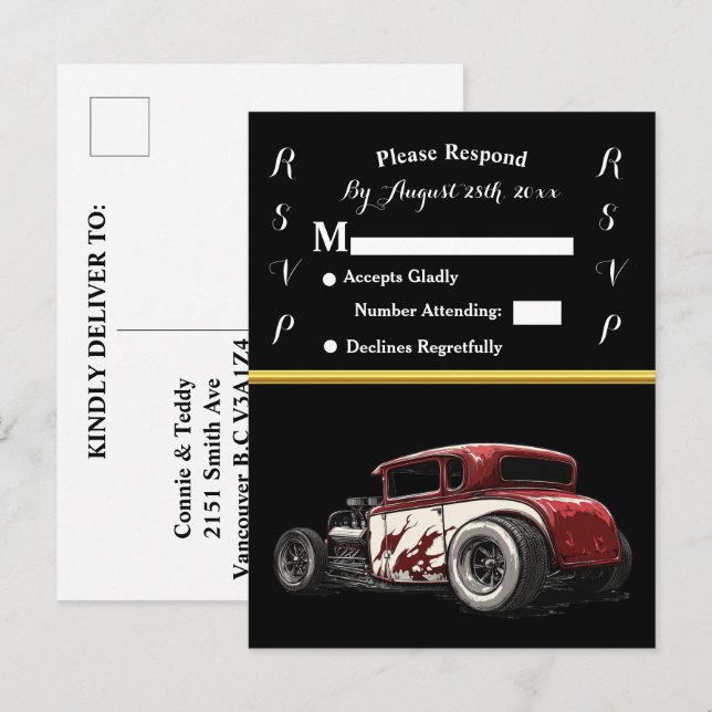 Wedding Invitation and Hot Rod (Front/Back)