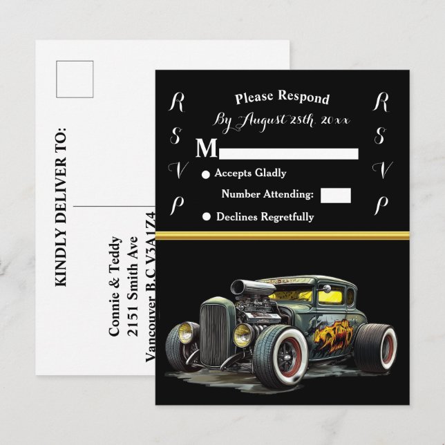Wedding Invitation and Hot Rod (Front/Back)