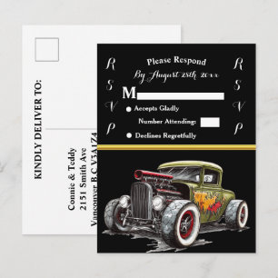 Wedding Invitation and Hot Rod Postcard