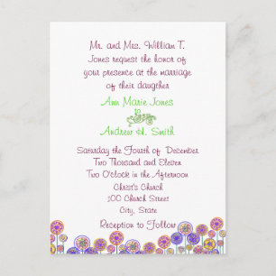 Wedding Invitation Aqua Blue  & Lime Swirls Postcard