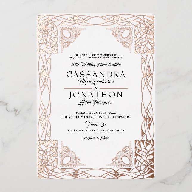 Wedding Invitation: Art Nouveau & Poem 22 (Front)