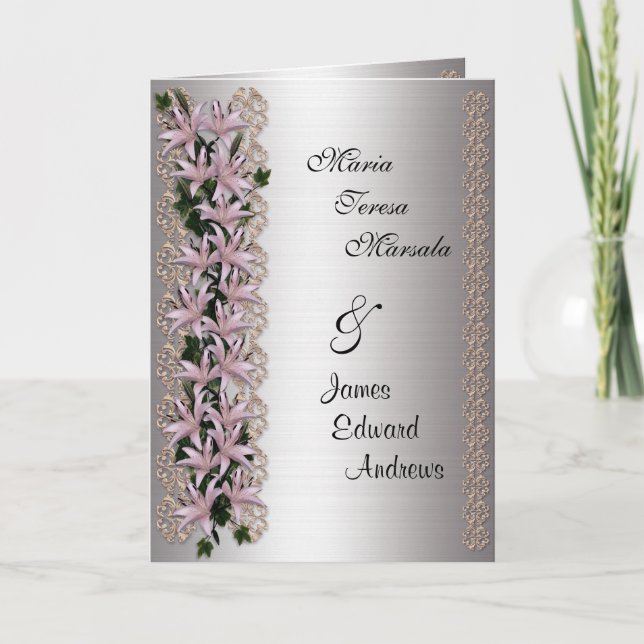 Wedding invitation Asian lilies (Front)