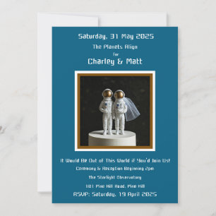 Wedding Invitation Astronaut Outer Space Stars