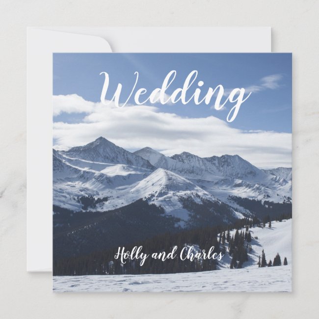 Wedding Invitation. Atmospheric Snowy Mountains.