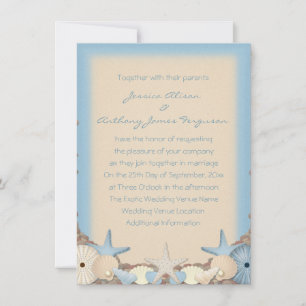 Wedding Invitation Beautiful Tropical Beach Shells