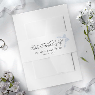 Wedding Invitation Belly Band Bow Calligraphy