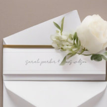 Wedding invitation belly band Modern Minimalist