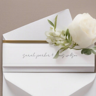 Wedding invitation belly band Modern Minimalist