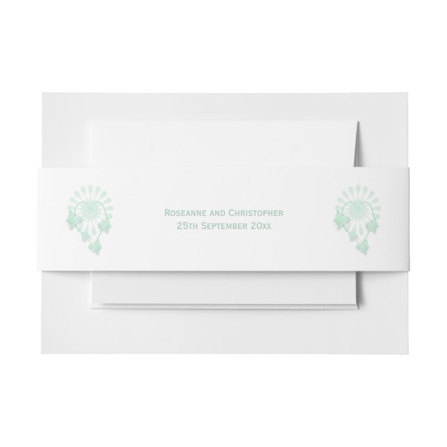Wedding Invitation Belly Band Peppermint Butterfly (Front Example)