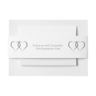 Wedding Invitation Belly Band Silver Hearts