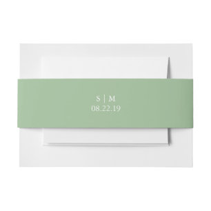 Wedding Invitation Belly Bands Monogram Green Invitation Belly Band