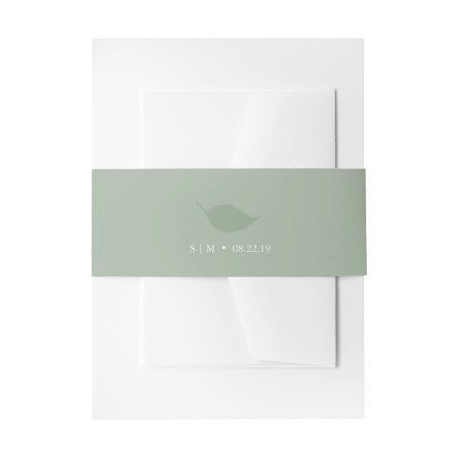 Wedding Invitation Belly Bands Monogram Green Invitation Belly Band (Front Example)