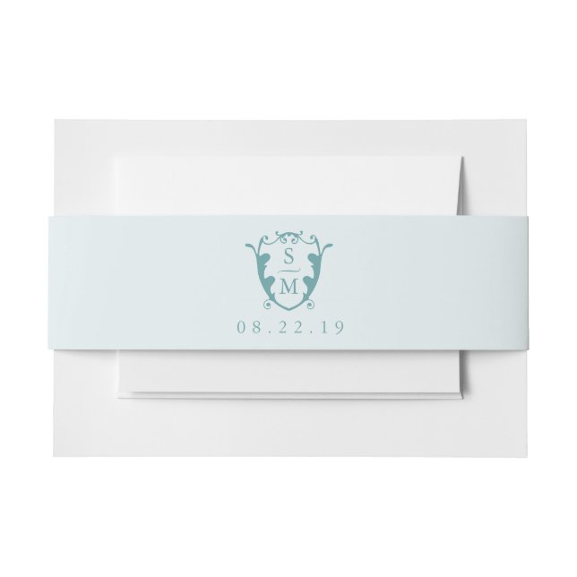 Wedding Invitation Belly Bands Monogram Turquoise Invitation Belly Band (Front Example)