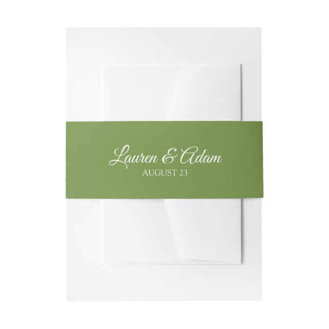 Wedding Invitation Belly Bands / Wraps (Green) Band (Front Example)