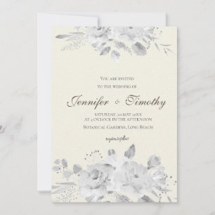 Wedding Invitation black and white rose