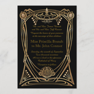 Wedding invitation black & gold