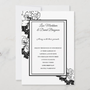 Wedding Invitation-Black & White Floral Invitation