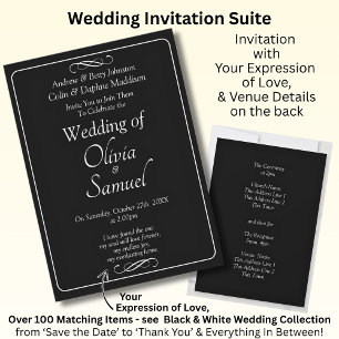 Wedding Invitation Black & White with Infinity