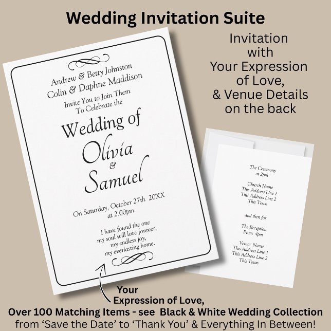 Wedding Invitation Black & White with Infinity (Creator Uploaded)