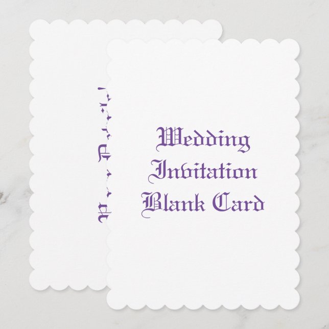 WEDDING INVITATION BLANK CARD (Front/Back)