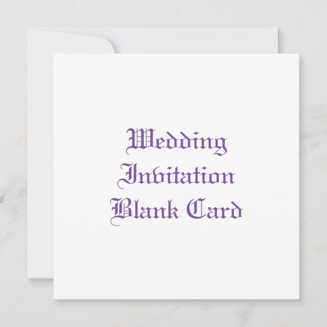 WEDDING INVITATION BLANK FLAT CARD (Front)