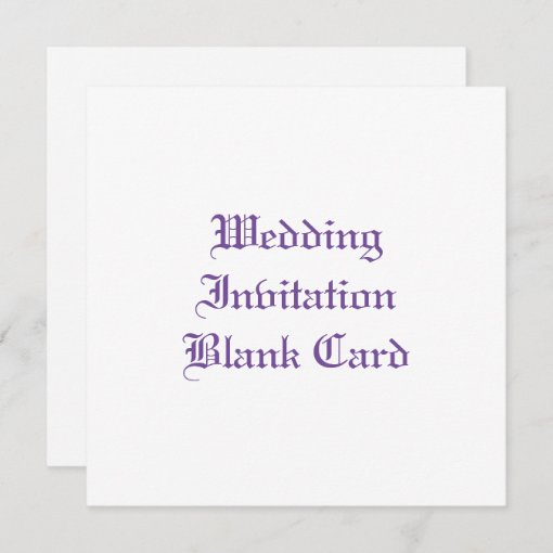 WEDDING INVITATION BLANK FLAT CARD Zazzle