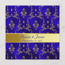 Wedding Invitation--Blue & Gold