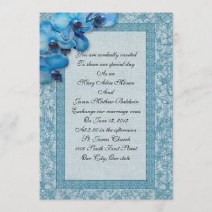 Wedding Invitation blue orchids