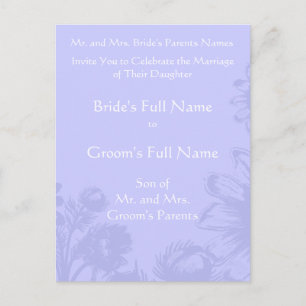 Wedding Invitation-Blue Perwinkle Vintage Flowers Announcement Postcard