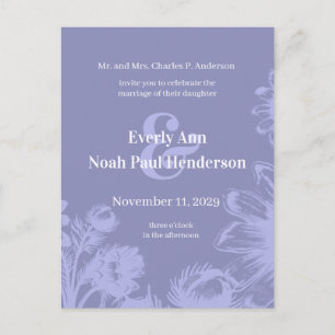 Wedding Invitation-Blue Perwinkle Vintage Flowers Announcement Postcard