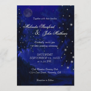 Wedding Invitation Blue Romantic Night