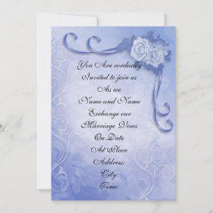 Wedding invitation Blue roses elegant