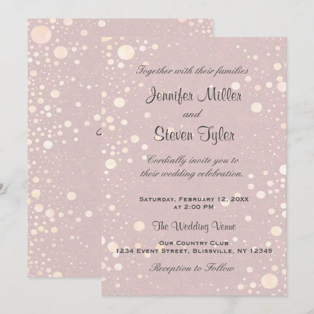 Wedding Invitation  | Blush Bubbles (Front/Back)