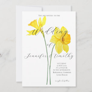 Wedding Invitation Botanical 2 yellow daffodils 