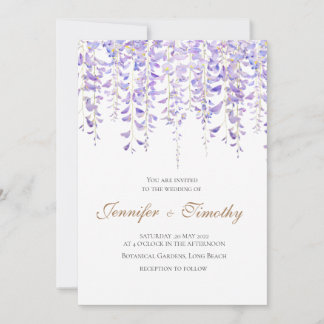 Wedding Invitation Botanical purple wisteria 