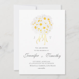 Wedding Invitation Botanical white daisy