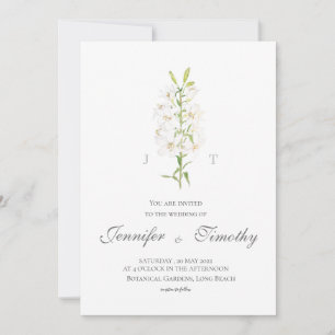 Wedding Invitation Botanical white lily